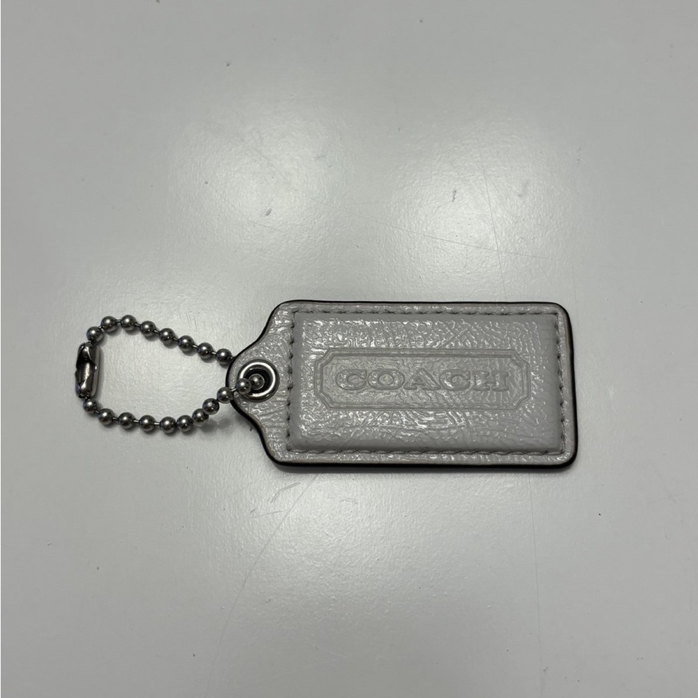 Coach hangtag grey leather coach bag charm / keychain